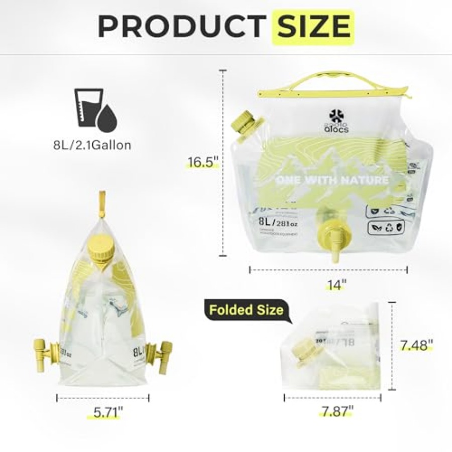2 Pack 2.1 Gallon Collapsible  – Water Bag Collapsible Bewertung und Preis