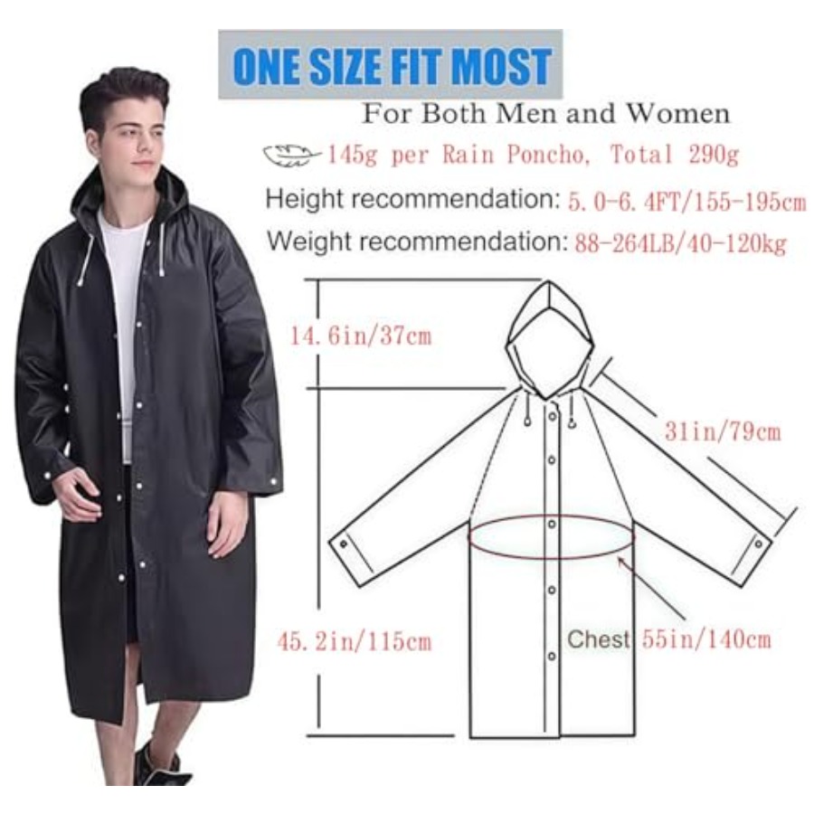 Rain Coat Poncho for Adult, 2  – Emergency Poncho Rain Bewertung und Preis