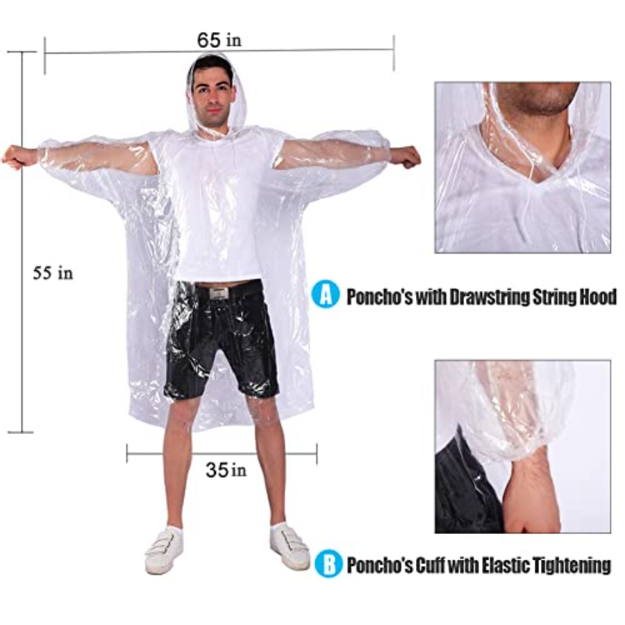 Rain Ponchos, with Drawstring  – Emergency Poncho Rain Bewertung und Preis
