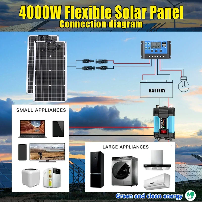 4000W Solar Panel Kit 12V To 1 – Solar Emergency Charger Bewertung und Preis